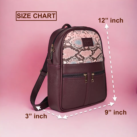 Oliviya Snake Print 12 Inch Mini Daypack Backpack for women ( Fine Wine )