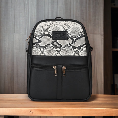 Oliviya Snake Print 12 Inch Mini Daypack Backpack for women ( Bold Black )