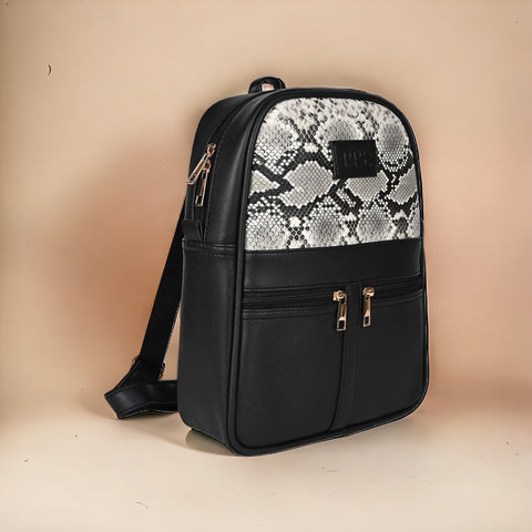 Oliviya Snake Print 12 Inch Mini Daypack Backpack for women ( Bold Black )