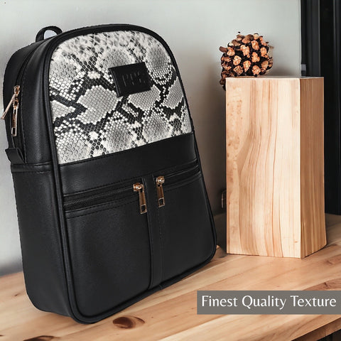 Oliviya Snake Print 12 Inch Mini Daypack Backpack for women ( Bold Black )
