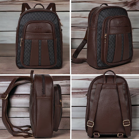 Hazel Anchor Print 12 Inch Mini Daypack Backpack for women (Chocolate Brown)