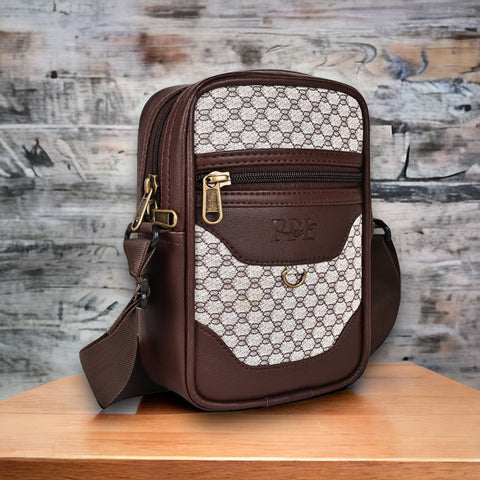 Swiss Chocolate Brown Crossbody Sling Bag For Men