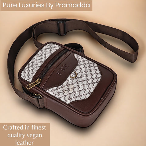 Swiss Chocolate Brown Crossbody Sling Bag For Men