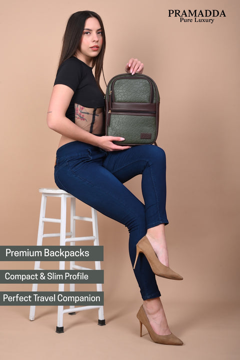Green Zoey Compact Backpack for women Travel