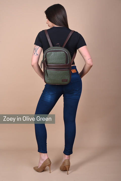 Green Zoey Compact Backpack for women Travel