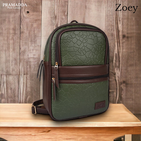 Green Zoey Compact Backpack for women Travel