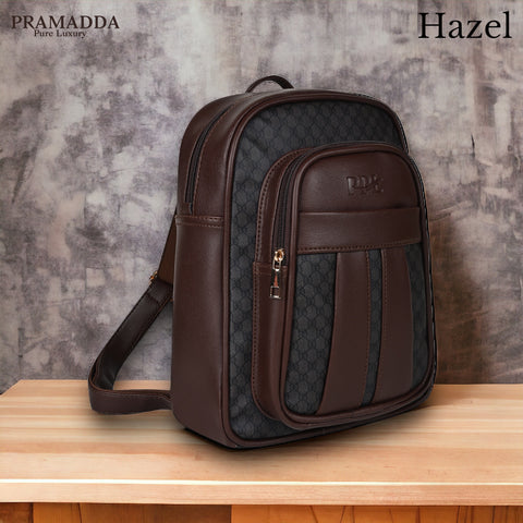 Hazel Anchor Print 12 Inch Mini Daypack Backpack for women (Chocolate Brown)