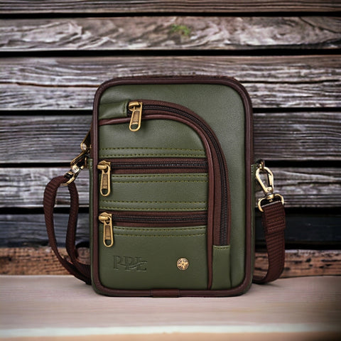 Green 7 Zip Sling Bag for Men