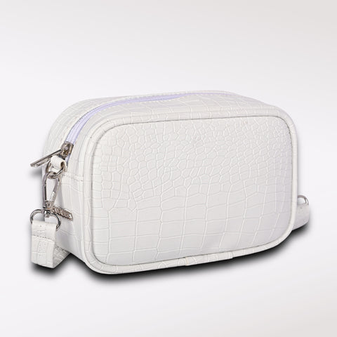 Shamrock White Croco Crossbody Cum Waist Bag for Women