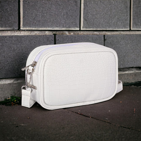 Shamrock White Croco Crossbody Cum Waist Bag for Women