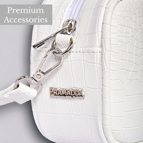 Shamrock White Croco Crossbody Cum Waist Bag for Women