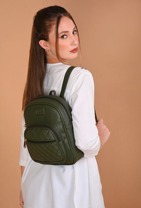 Dark Green Compact Camila Backpack for Women