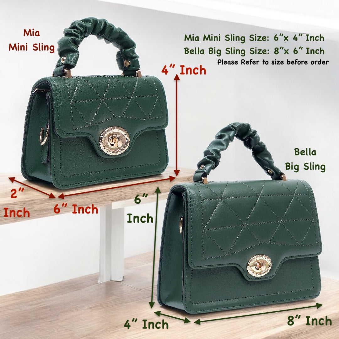 Green Mia Bella Sling Bag (2pc)