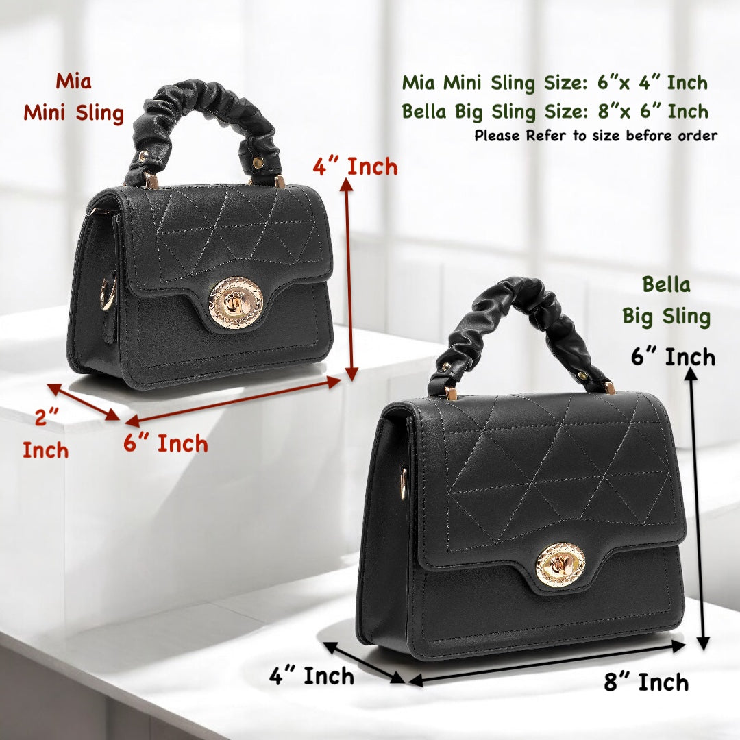 Classic Black Mia Bella Sling bag (2pc)