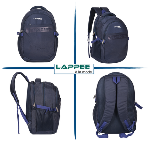 Lappee Stylish Dark Blue Casual Backpacks With Rain Cover For Men & Women School, College, Office, Travel.