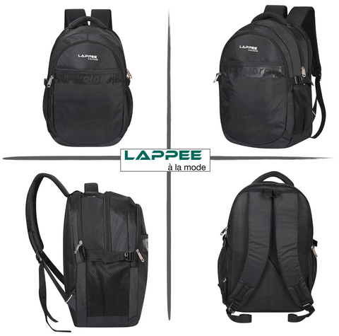 Lappee Elegant Black Casual Backpacks With Rain Cover For Men & Women Office, College, School, Travel.