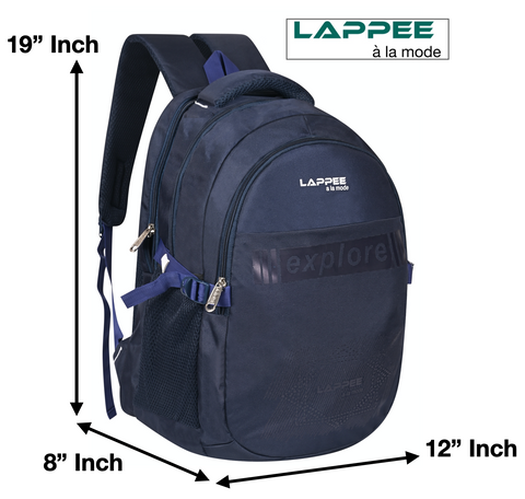 Lappee Stylish Dark Blue Casual Backpacks With Rain Cover For Men & Women School, College, Office, Travel.