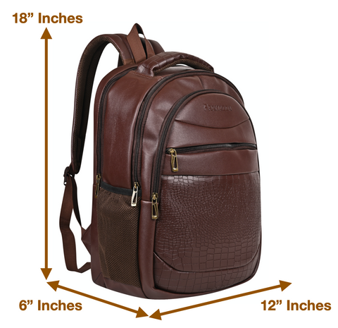 Stylish Choco Brown leather 15.6 Inch Backpack For Men & Women For School, College, Office Travel Bag.