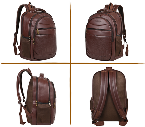 Stylish Choco Brown leather 15.6 Inch Backpack For Men & Women For School, College, Office Travel Bag.