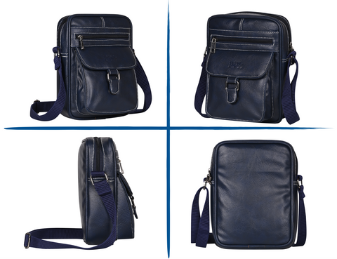 Stylish Majestic Blue Vegan Leather POSH Sling mini Messenger Bag for Men Women Travel