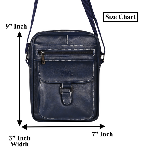 Stylish Majestic Blue Vegan Leather POSH Sling mini Messenger Bag for Men Women Travel