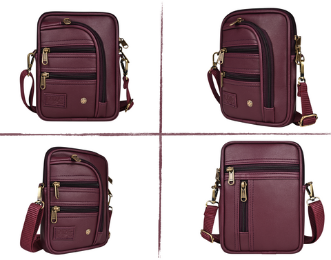 Wine 7 Zip Sling Bag for Men