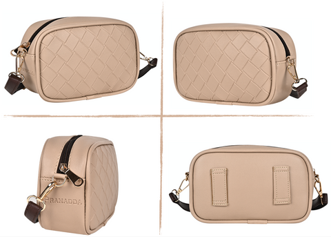 Royal Beige Check Emboss Crossbody Cum Waist Bag For Women