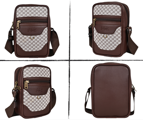 Swiss Chocolate Brown Crossbody Sling Bag For Men