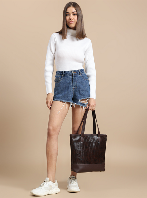 Keesha Black Croco Tote (15 Inch)