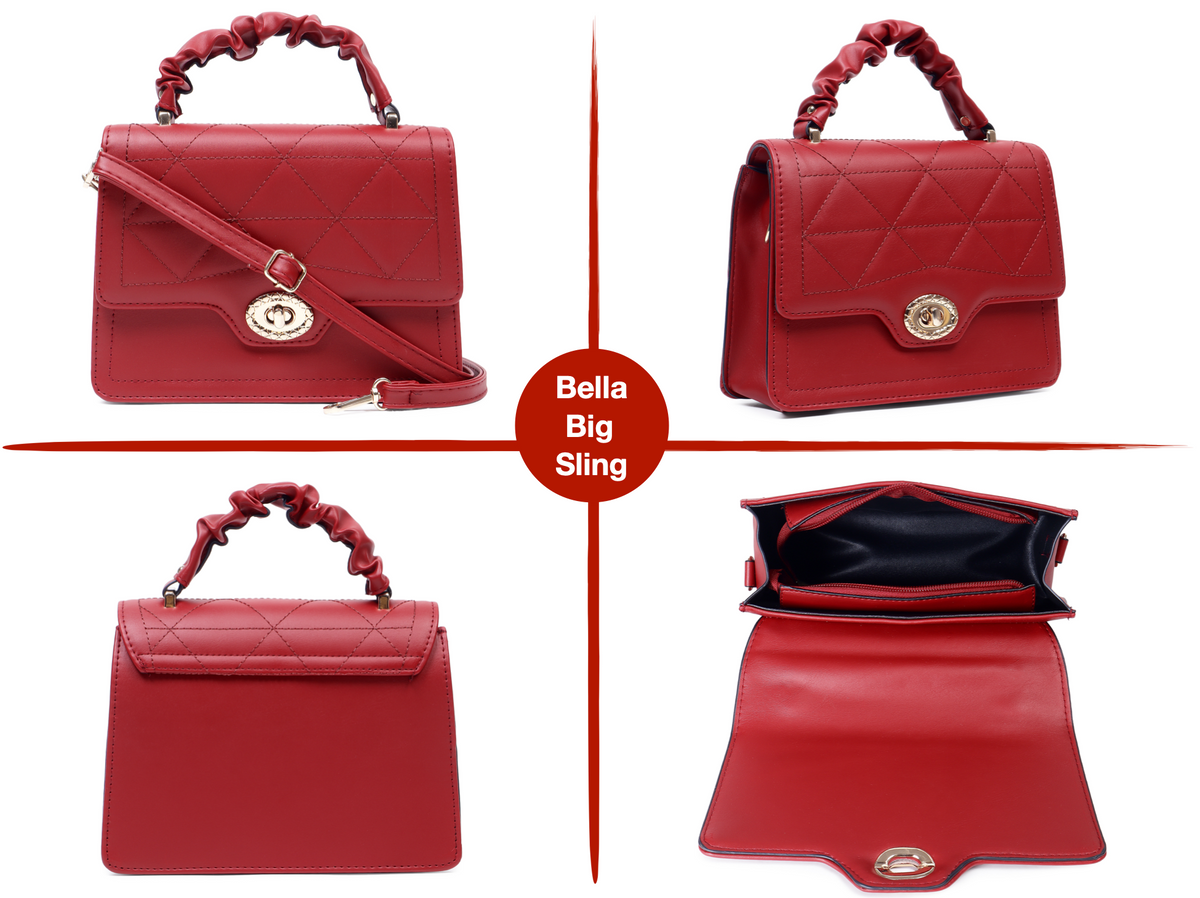 Classic Red Mia Bella Sling Bag (2pc)