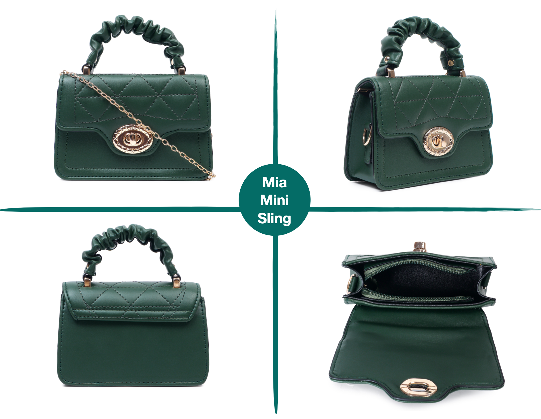 Green Mia Bella Sling Bag (2pc)