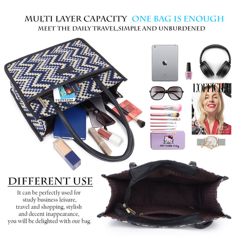 Myra Wavy Black Multicolor Women Tote Bag
