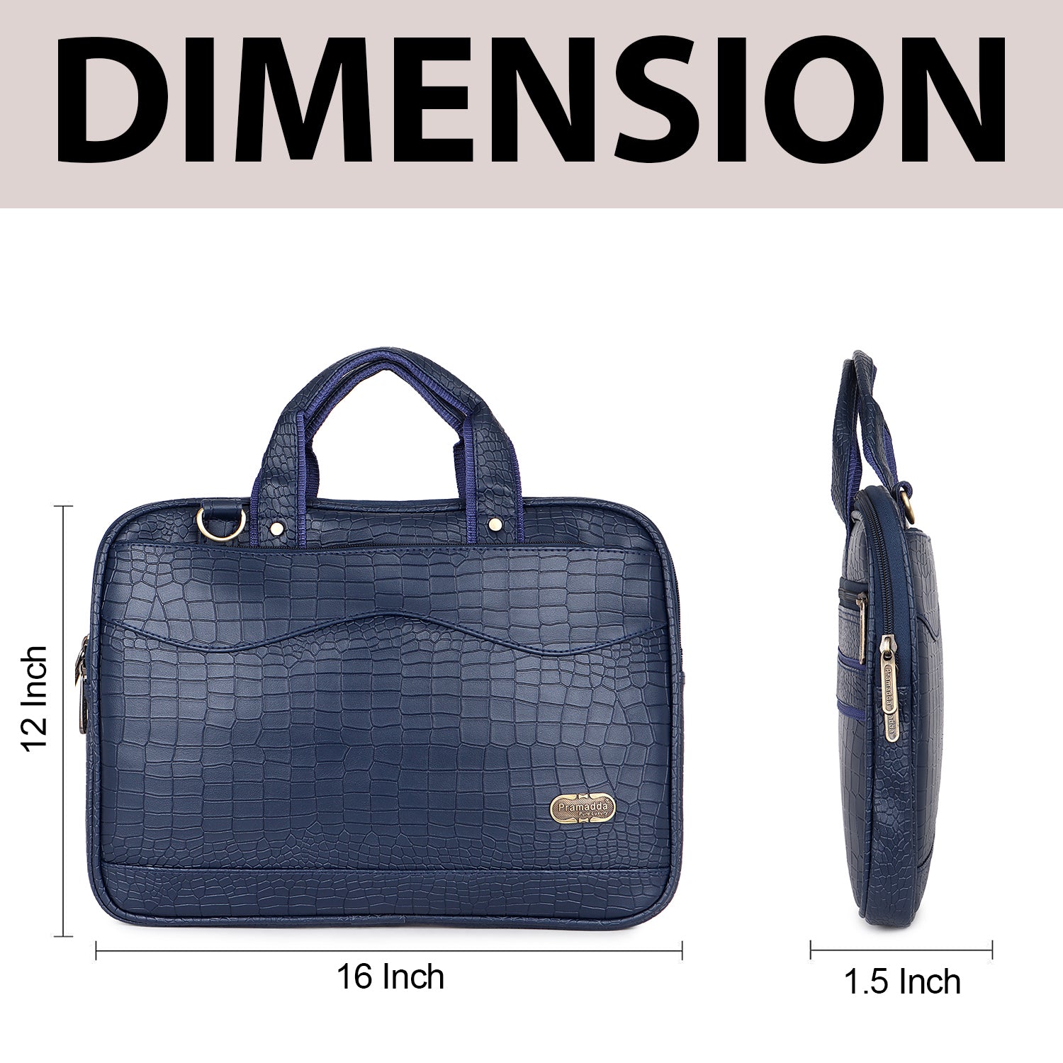 Midnight Blue Pablo Croco Laptop Messenger Bag.