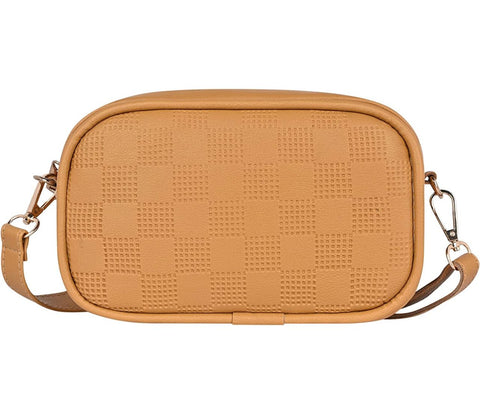 Classic Mustard check emboss crossbody sling cum waist bag for women