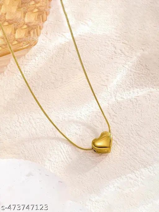 Mini Heart Shape Cute Pendant with Chain Anti Tarnish Gold Plated