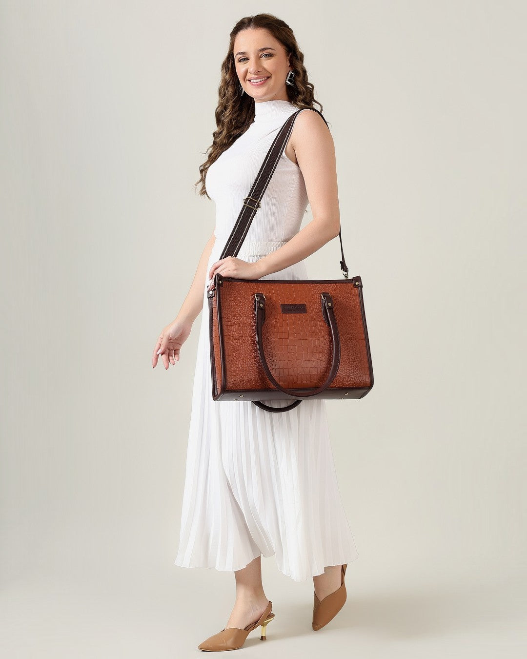 Bianca Croco Leather Tote Bag