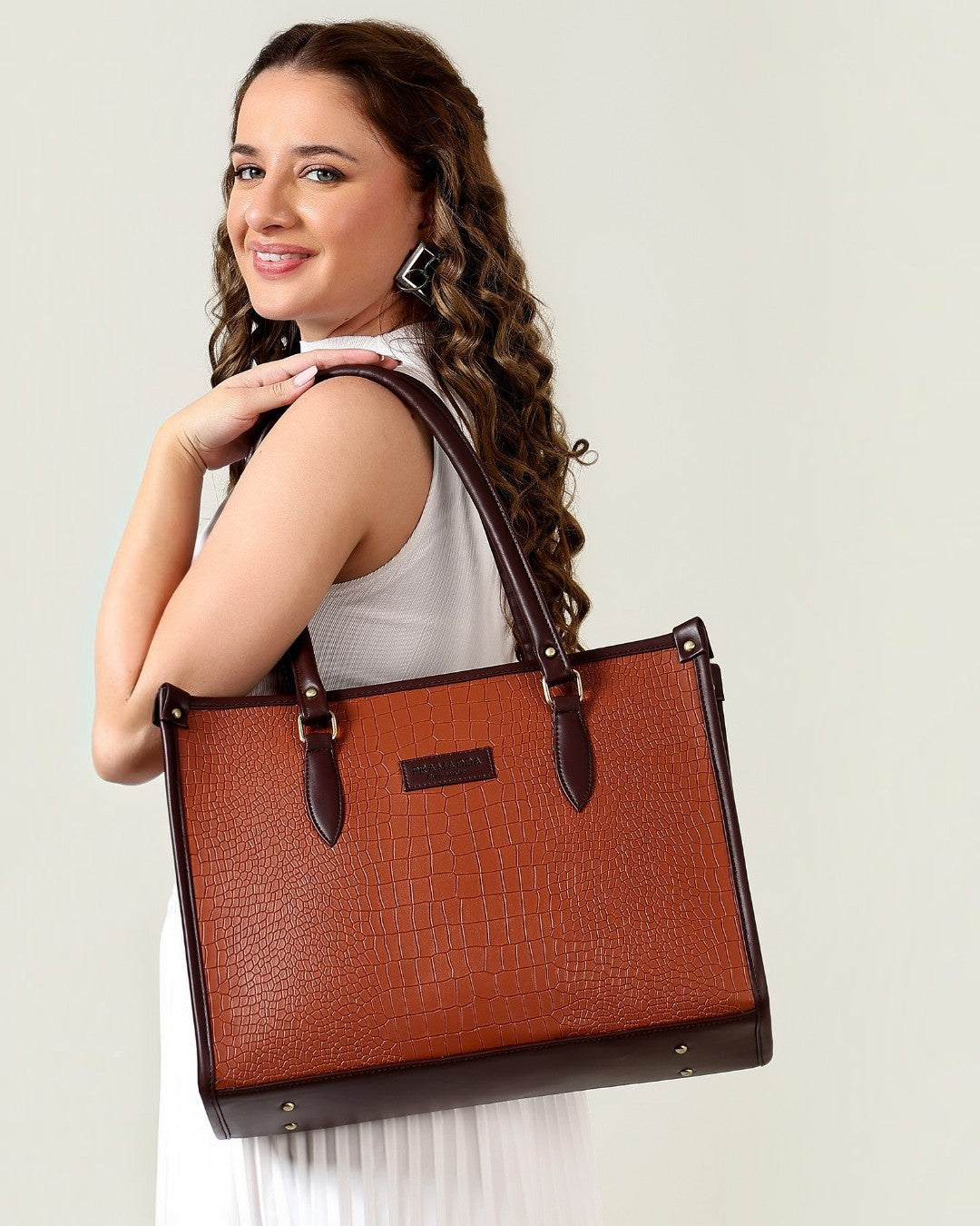 Bianca Croco Leather Tote Bag
