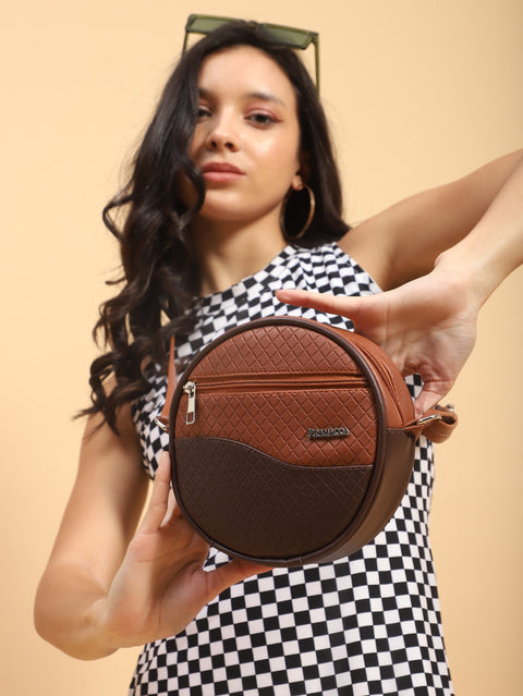 Luna Cinnamon Tan Round Sling bag