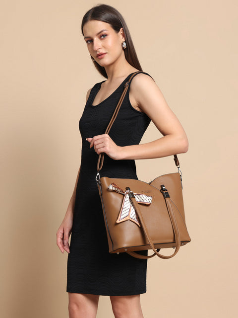 Mocha brown kim tote bag