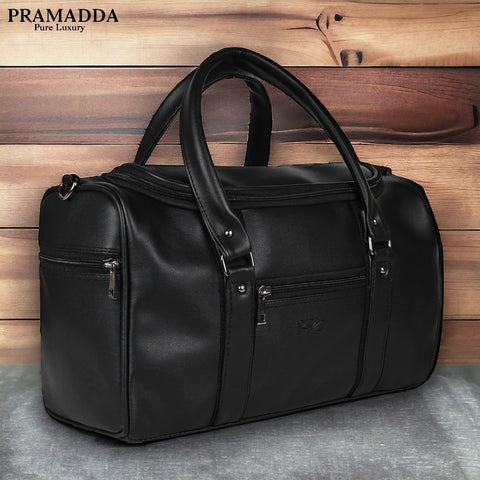 Stylish Camden Vegan Leather 16" Duffel Bag for Men and Women (Classic Black)