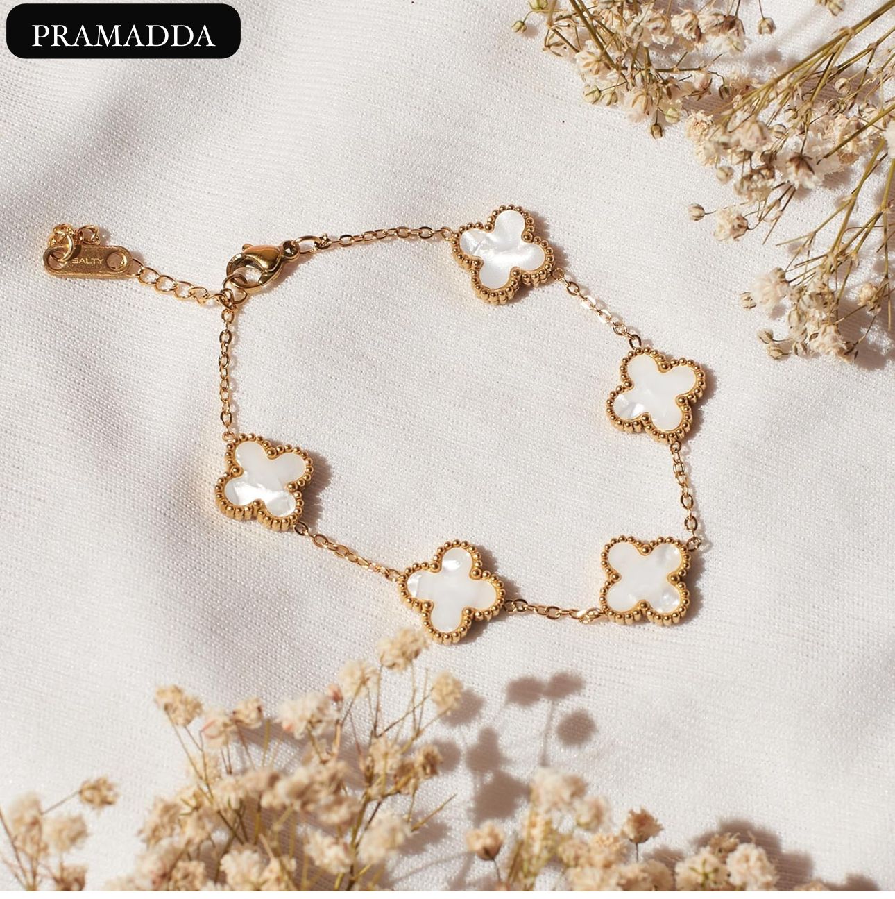 Elegant White Clover Bracelet