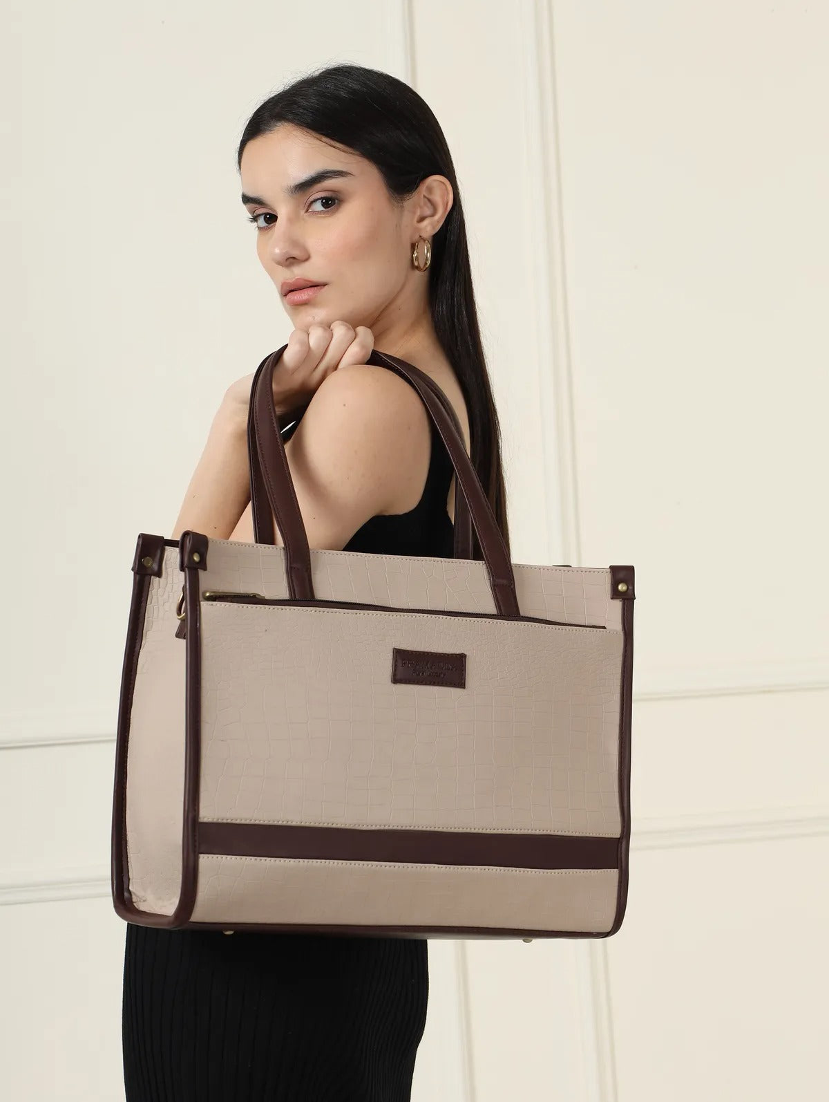 Madona Work Tote Bag- Classic Walnut Beige.