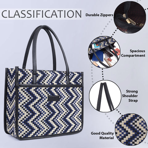 Myra Wavy Black Multicolor Women Tote Bag