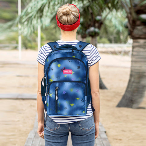 Elegant Blue Printed Backpack for girls for Office, College, School, Travel.