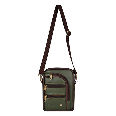 Green 7 Zip Sling Bag for Men