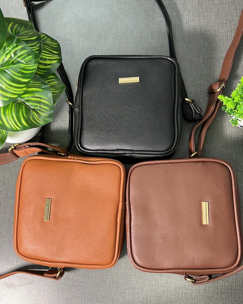 Royal Tan Square Mobile Sling for men and women side Crossbody bag