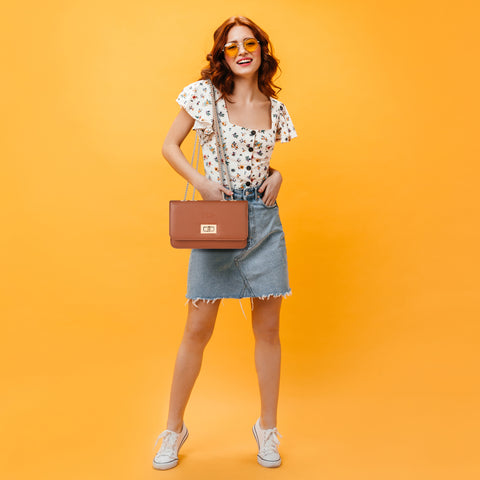 Royal Tan Ibiza Sling bag for women Side Shoulder Chain purse.