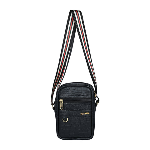 Classic Black Croco Leather 9 inch Sling Bag For Men Chest Crossbody Side Bag Corporate gift item