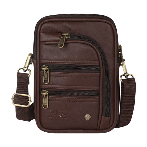 Trendy Brown 7 zip sling Bag for men