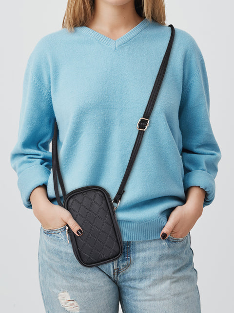 Elegant Black Twin Barfi Mobile Sling Bag For Women Side crossbody bag